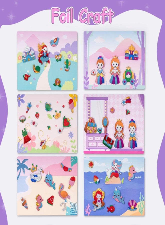 PLUSPOINT Foil Art Kit for Kids Unicorns & Princesses Arts and Crafts, No Mess Art for Kids, Fun Craft Kits & Supplies, DIY Creative Activities, Travel Toys Gifts for Girls & Boys Ages 3+ - Image 4